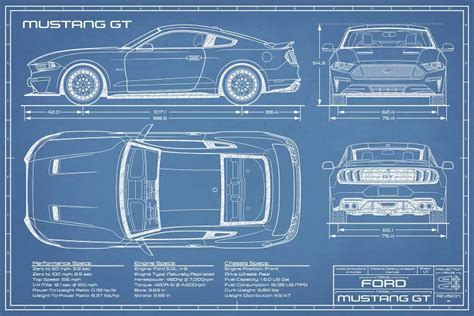 Mustang GT (2018-2020) Blueprint - Canvas Artwork | Action Blueprints