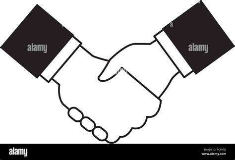 business handshake icon cartoon isolated black and white Stock Vector ...