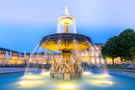 Premium Photo | Stuttgart city center, germany at dusk