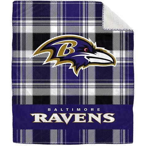 Pegasus Baltimore Ravens 50" x 60" Plaid Flannel Sherpa Plush Blanket