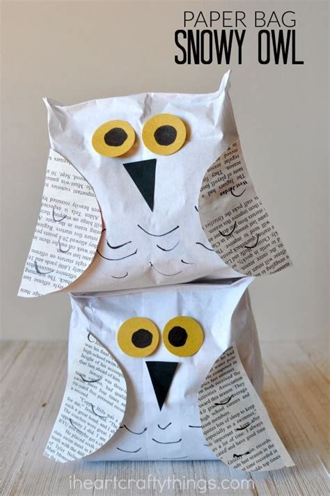 Paper Bag Snowy Owl Craft | Owl crafts preschool, Owl crafts, Paper bag crafts