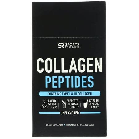 Sports Research Collagen Peptides Unflavored 20 Packets 11 g Each ...