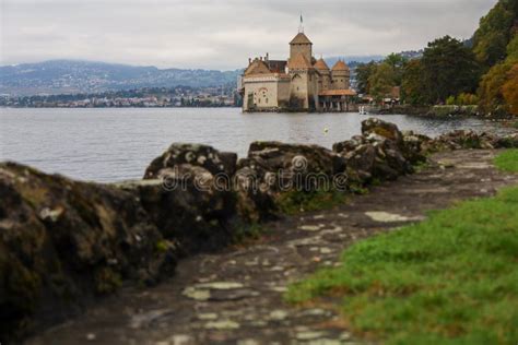 The Castle of Chillon is Landmark on Lake Geneva in Montreux at Switzerland Editorial ...