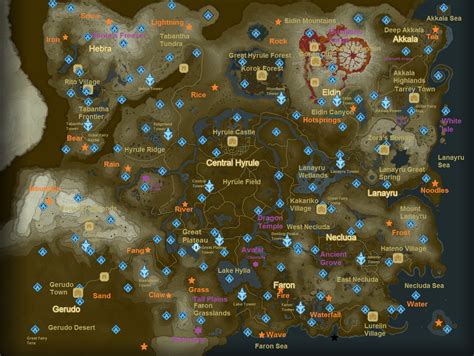 Zelda breath of the wild all shrines location map - bdarobo