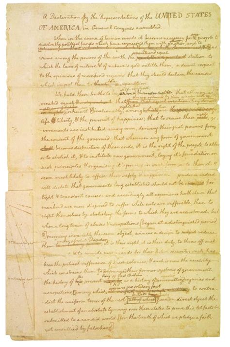 Thomas Jefferson's original draft of the Declaration of Independence - Word Foundations