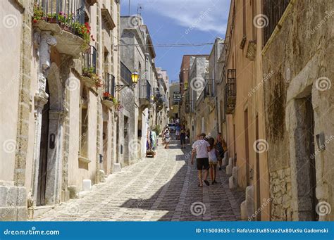 Main Street of Erice with Touristic Shops and Restaurants, Near Trapani, Sicily, Italy Editorial ...