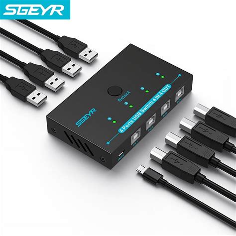 USB Switch Selector SGEYR 2 Computers Share 4 Devices 2.0 Peripheral ...