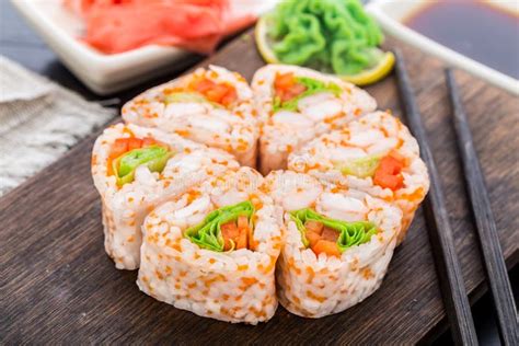 Flower made of sushi roll. stock image. Image of rice - 46729995