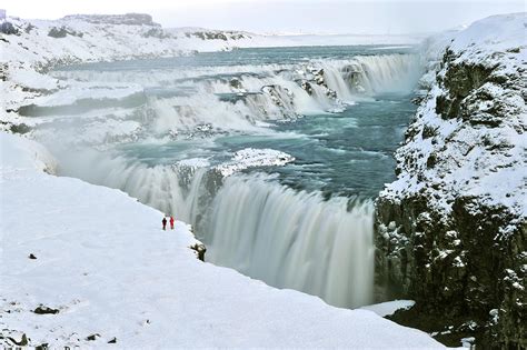 Iceland, Gullfoss Waterfall In Winter by Philippe Crochet