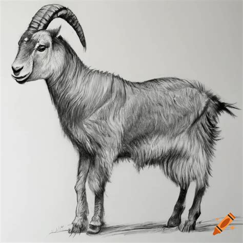 Realistic pencil drawing of a goat on Craiyon