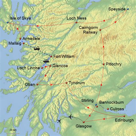 StepMap - Outlander Tour of Scotland - Landkarte für Great Britain