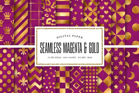 Magenta and Gold Seamless Digital Paper Graphic by Sabina Leja ...