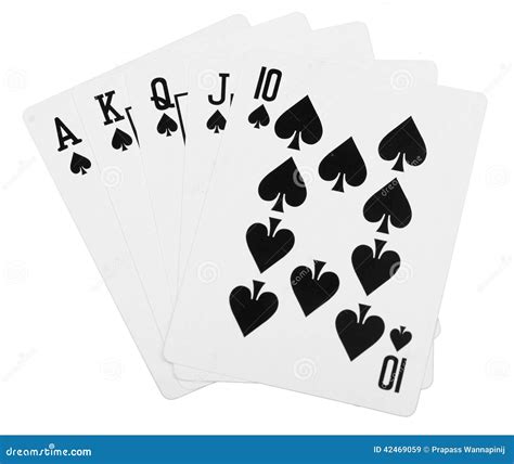 Black Spade Royal Straight Flush Poker Stock Image - Image of chance, table: 42469059