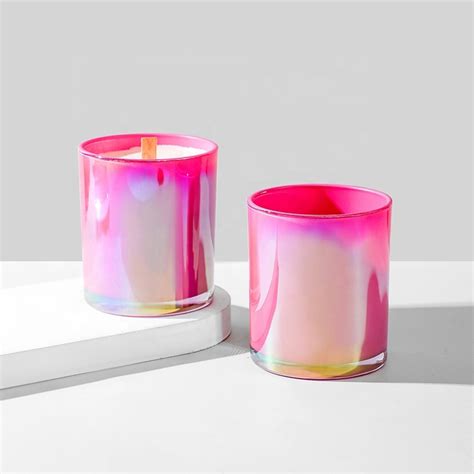 Wholesale Custom Luxury Empty 8oz Glass Iridescent Candle Container Jar with Lid - China Jar and ...