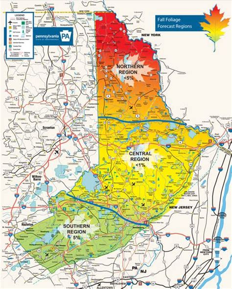 Fall Foliage Map of the Pocono Mountains