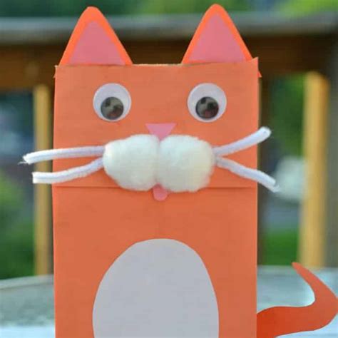 Cat Paper Bag Puppet Kid Craft