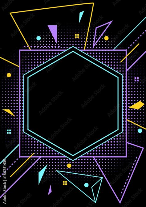 Neon style blank party flyer layout template Stock Vector | Adobe Stock