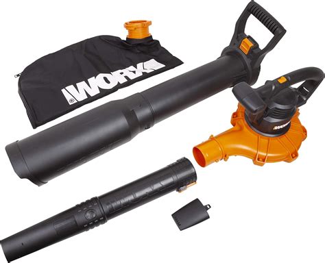 WORX WG518 12 Amp 2-Speed Leaf Blower, Mulcher Vacuum, 10" x 11" x 40 ...