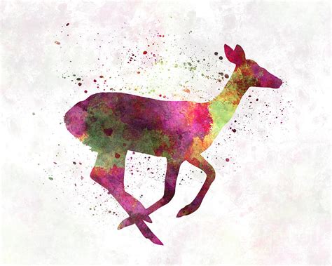 Female Deer 01 in watercolor Painting by Pablo Romero - Fine Art America