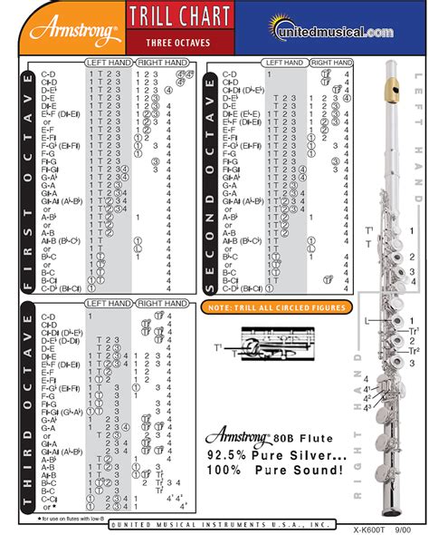 It's surprisingly difficult to find a decent flute trill chart online. I've been using this one ...