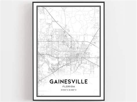 Gainesville Map Print, Gainesville Map Poster Wall Art, Fl City Map ...