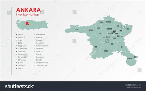 Ankara City Districts Illustration Vector Map Stock Vector (Royalty ...