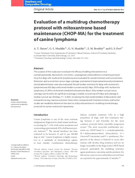 (PDF) Evaluation of a multidrug chemotherapy protocol with mitoxantrone ...