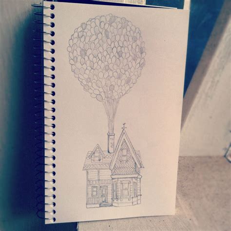 The Up house drawn in pencil #up #uphouse #balloons #drawing #art #disney | Art drawings simple ...