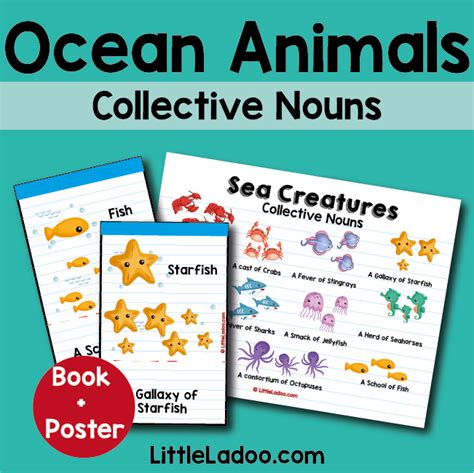 Ocean Animals Collective Nouns Printable - Little Ladoo