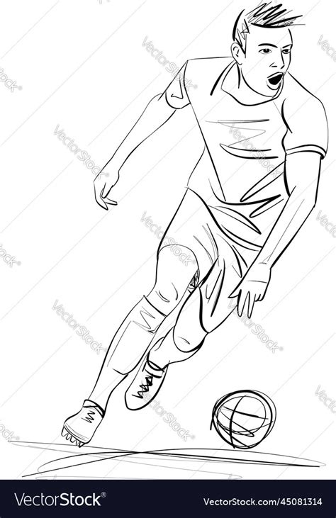 Soccer or football player sketch - player Vector Image