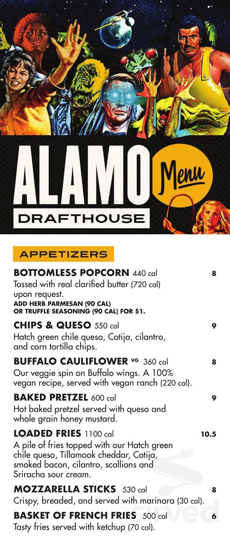 Alamo Drafthouse Cinema menu in Yonkers, New York, USA