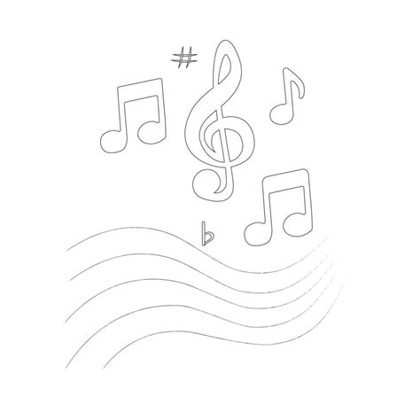 Music notes flat vector set isolated on black and white background. Song, melody or tune vector ...