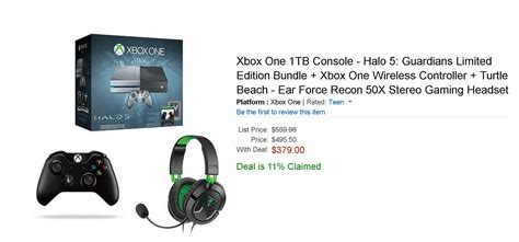 Lightning Deal: Xbox One 1TB Console Halo 5: Guardians Limited Edition ...