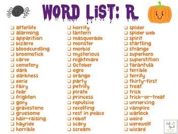 Spooky Speech: Halloween Articulation Word Lists and Activities | Word ...