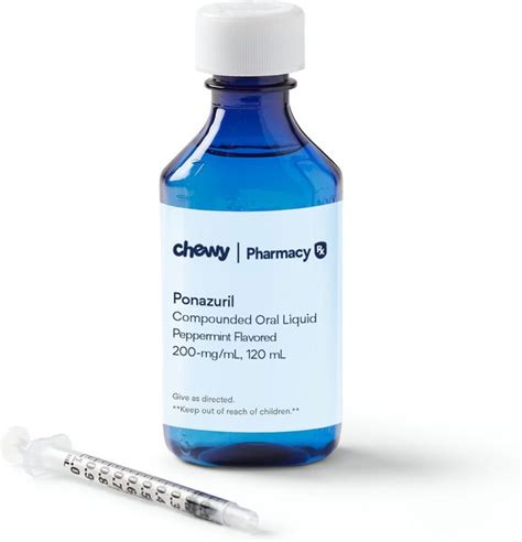 PONAZURIL COMPOUNDED Oral Liquid Peppermint Flavored for Dogs, Cats, & Horses, 200-mg/mL, 120 mL ...