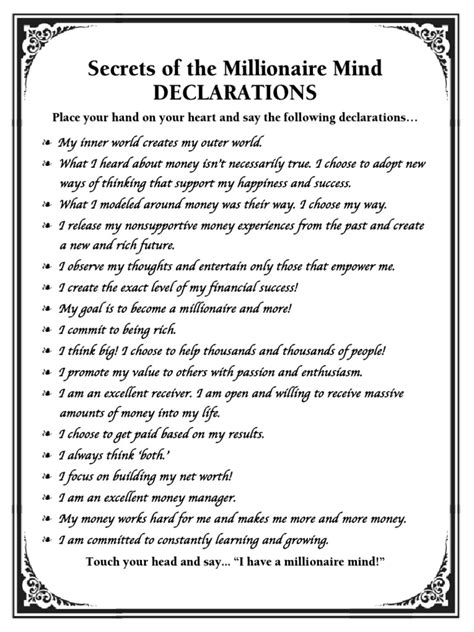 The Millionaire Mind Declarations1 | PDF