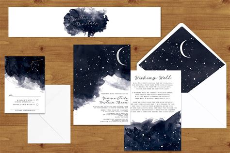 Starry Night Wedding Invitations Stationery Set Printed or Wedding ...