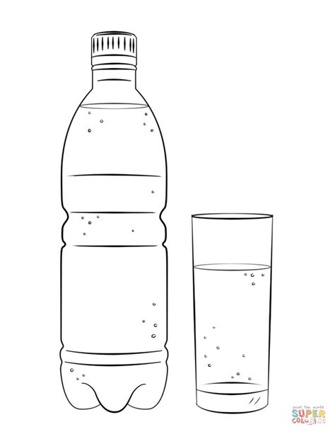 Water Bottle and Glass coloring page | Free Printable Coloring Pages