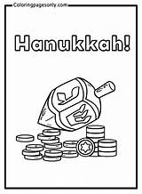 Hanukkah Dreidel And Coins Coloring Page  Free Printable Pages sketch template