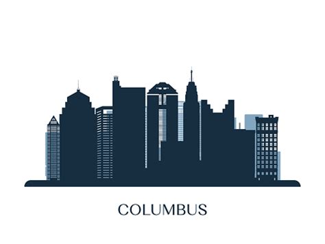 Columbus Skyline Monochrome Silhouette Vector Illustration Stock Illustration - Download Image ...