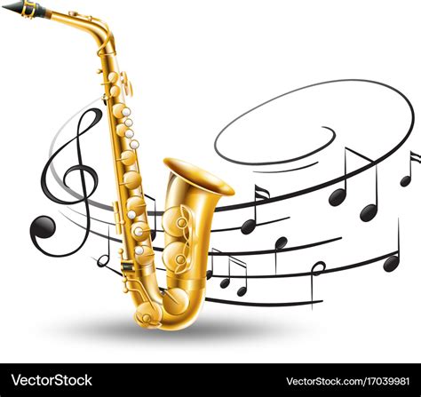 Saxophone with music notes in background Vector Image