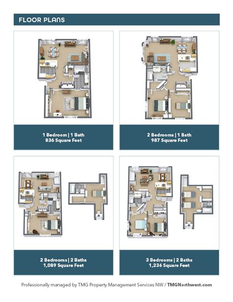 1, 2, 3 Bedroom Floor Plans | Maple Ridge Apartments in Vancouver WA