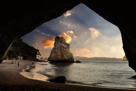 Cathedral Cove at Sunrise, New Zealand Editorial Stock Image - Image of ...