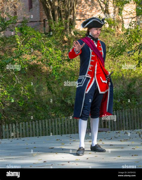 Young George Washington on stage at Colonial Williamsburg, Virginia. In ...