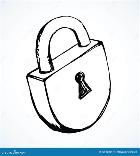 Old Iron Lock. Vector Drawing Stock Vector - Illustration of cartoon ...