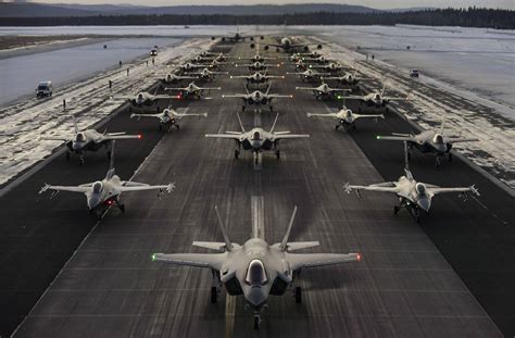 Air Force and Air National Guard aircraft line up in formation at ...