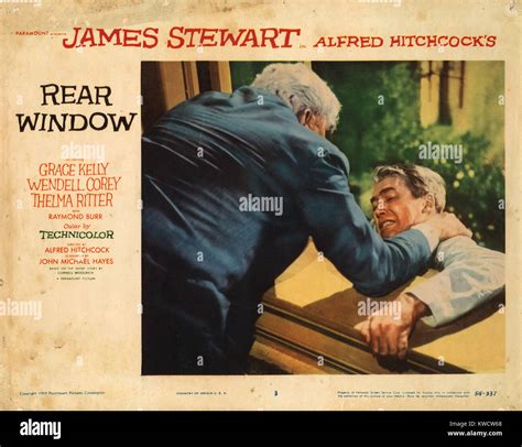 REAR WINDOW, from left: Raymond Burr, James Stewart, 1954 Stock Photo ...