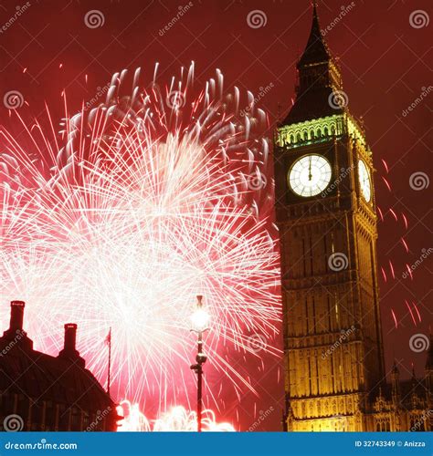 2013, Fireworks Over Big Ben at Midnight Stock Image - Image of west ...