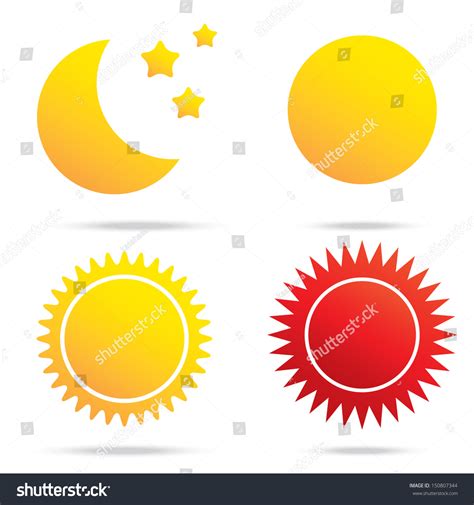 Vector Illustration Of Moon Sun And Star Symbol - 150807344 : Shutterstock