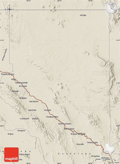 Shaded Relief Map of Hudspeth County